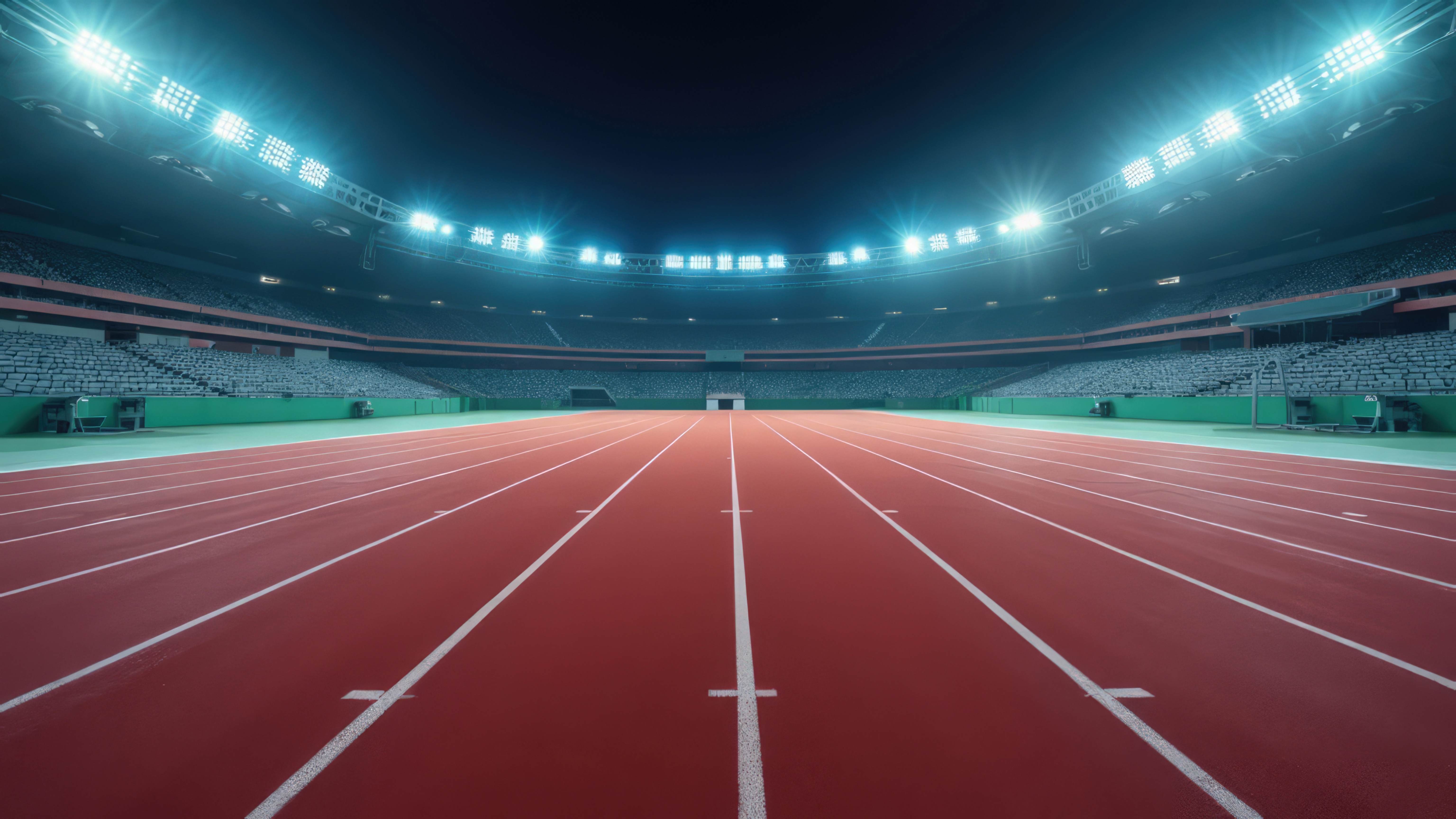 Stadium with lights on