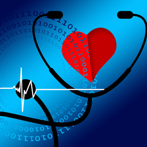 Heart, stethoscope and numbers