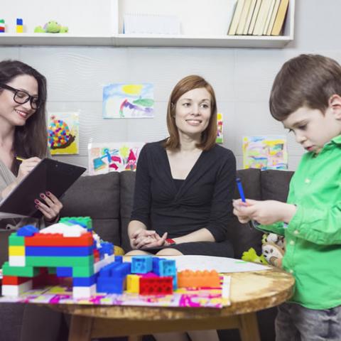 Social Worker with Mother and Child