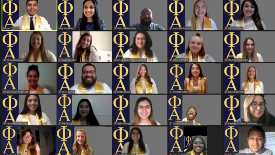 Phi Alpha Honor Society members on Zoom call