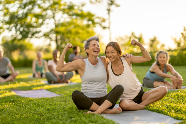 Women doing yoga