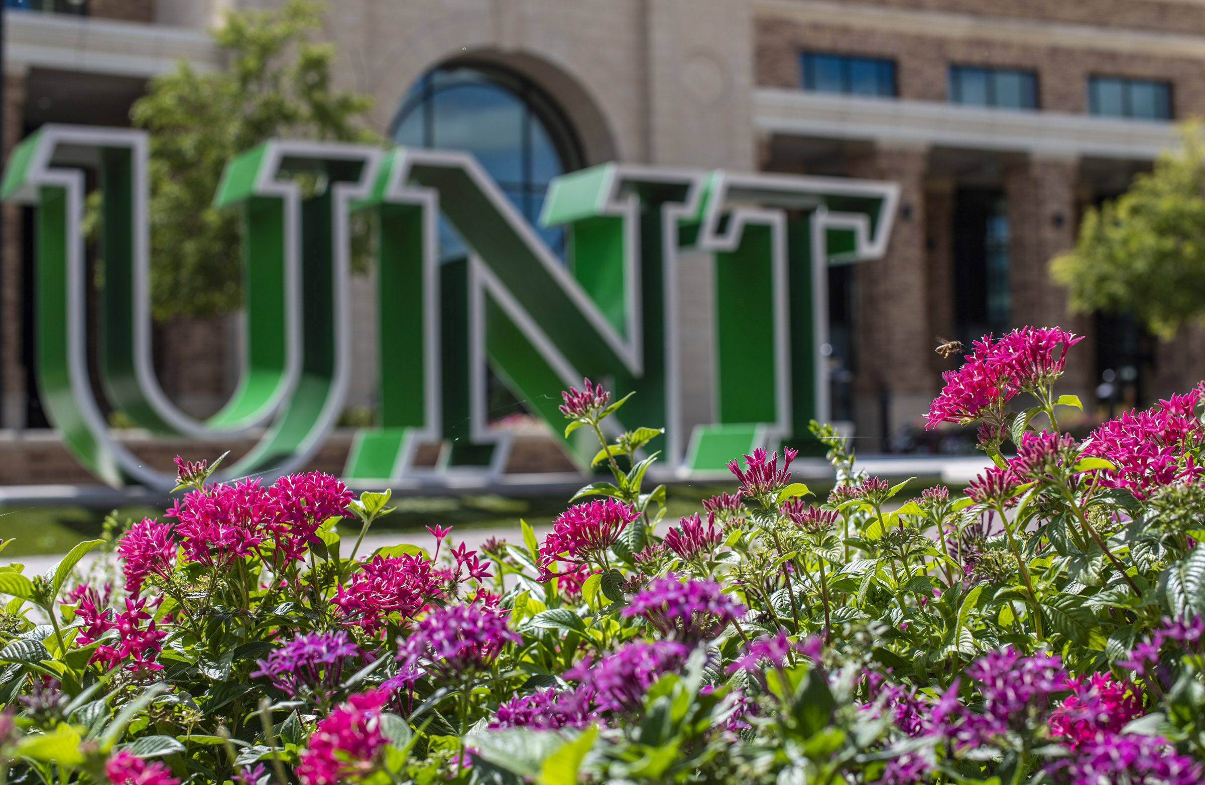 UNT sign outside of the Welcome Center