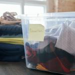 box of donated clothes